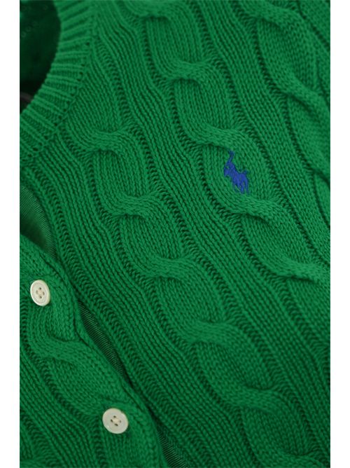 Cardigan a trecce in cotone Verde con logo POLO RALPH LAUREN | 211891643020